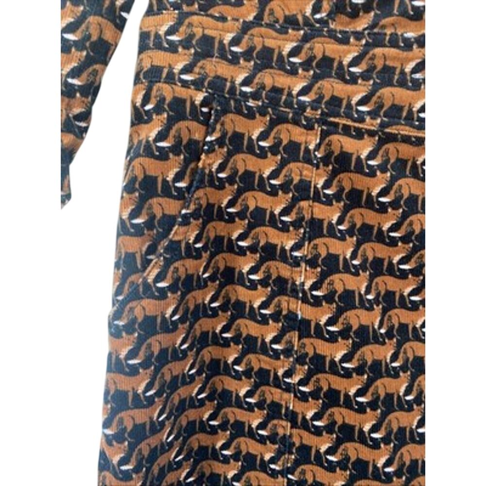 Boden Women’s Sz 8R Navy/Brown Corduroy Dress Coraline Fox Print Stretch - Picture 6 of 13
